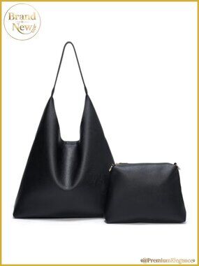 Hobo Bags for Women 2 Pc Vegan Leather Slouchy Tote with Pouch